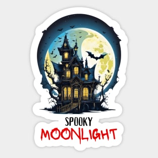 Spooky Moonlight Haunted House Halloween Sticker